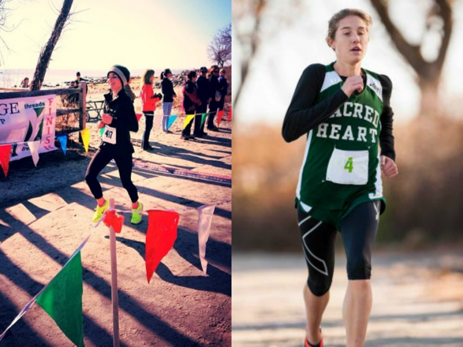 On the left is Emma Sapio, crossing the finish line at the Greenwich Cup Half Marathon. On the right is Emma Church competing in a cross country race as a part of her training for the New York Half Marathon.
Cori Gabaldon 15