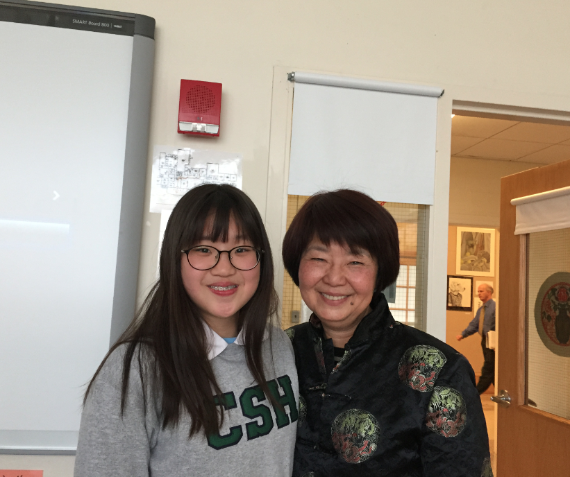 Taiwanese exchange student Miranda Chang with Upper School Chinese Teacher Mrs. Joanne Havemeyer.