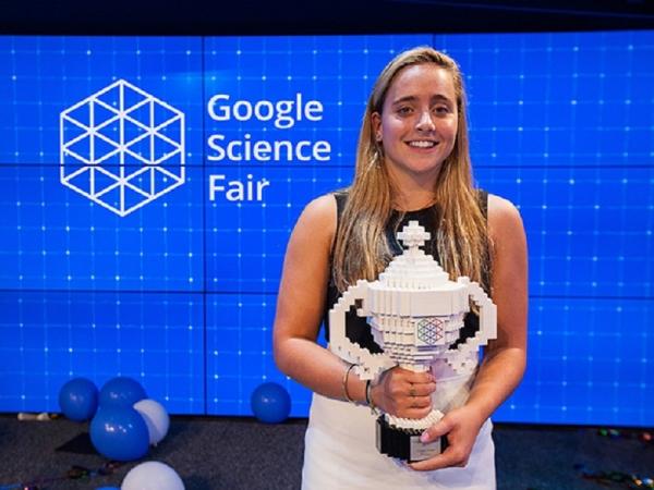 Greenwich High School junior Olivia Hallisey at the Google Science Fair award ceremony.  Courtesy of techtimes.com