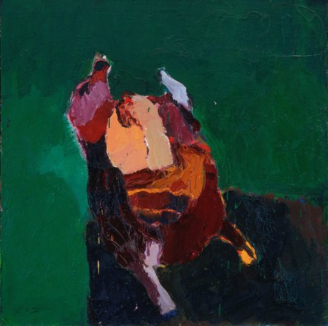 Joan Brown created Thanksgiving Turkey with oil paints. Courtesy of moma.org.