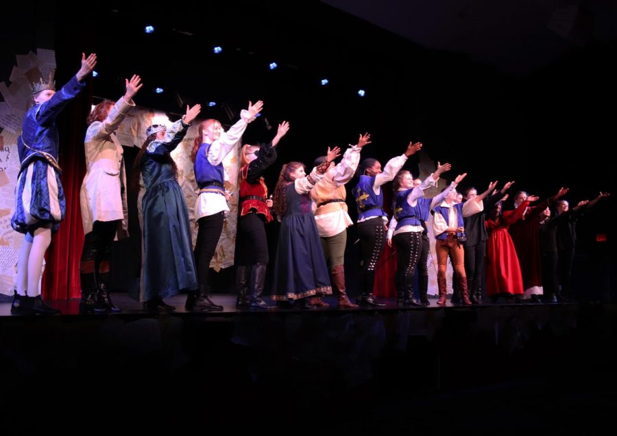 The cast of The Three Musketeers after their first performance of the show. 