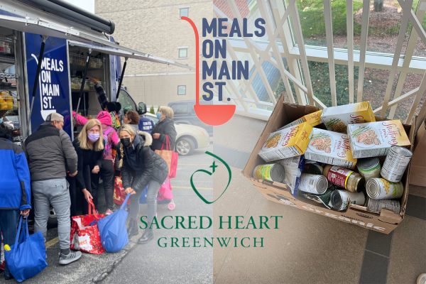 Sacred Heart partners with Meals on Main Street to raise awareness of food insecurity during the holiday season.