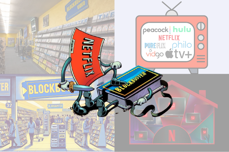 Netflix and other streaming services signal the downfall of Blockbuster. 